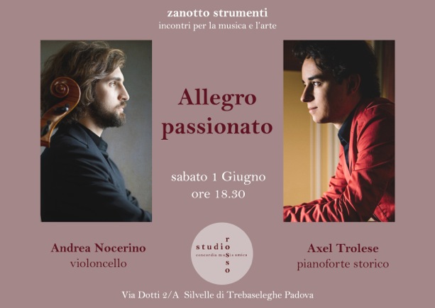 Un concerto “Allegro Passionato” con il violoncellista Andrea Nocerino ed il pianista Axel Trolese.