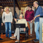 Prove di Norma - da sinistra a destra: Alessia Nadin (Clotilde), Saioa Hernandez (Norma), Tiziano Severini (direttore d'orchestra), Luciano Ganci (Pollione), Paolo Miccichè (regista), Bruno Volpato (maestro collaboratore)